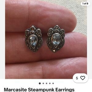 Elegant Silver and Black Teardrop Vintage Earrings